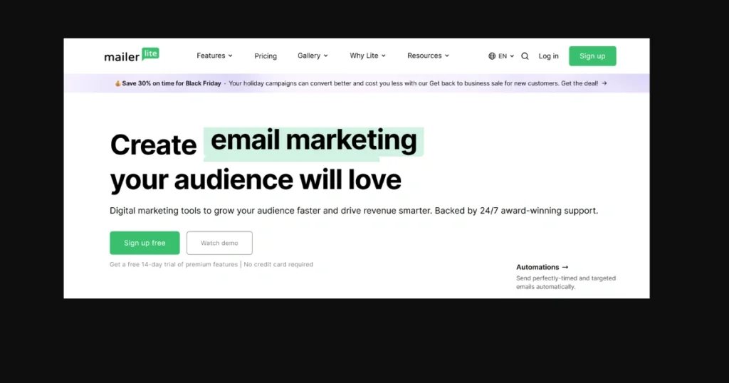 Email Marketing Tools for Small Business-Mailer lite