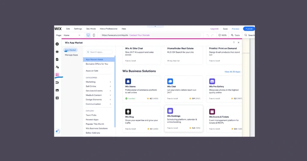 Wix app feature