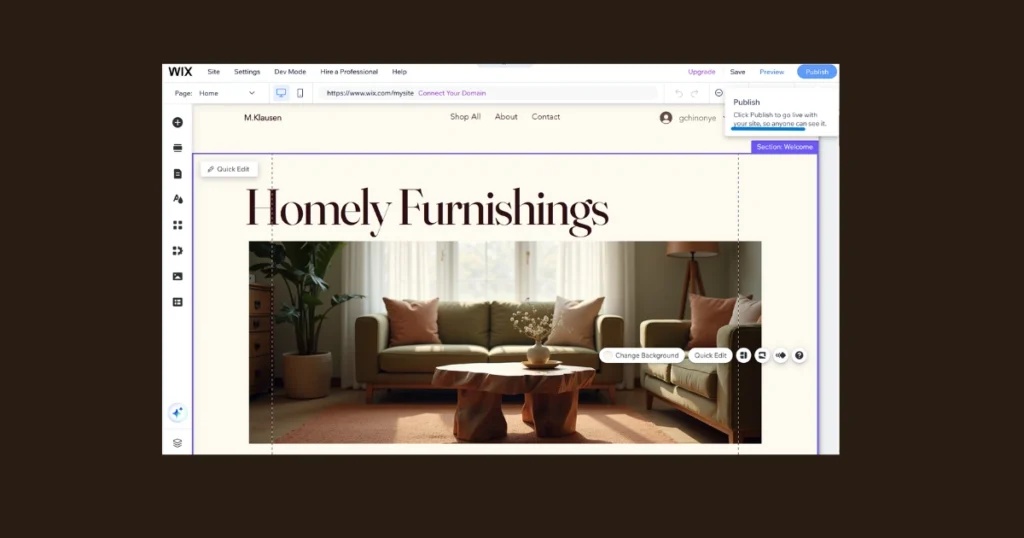 how to create a wix website-Publish button for website