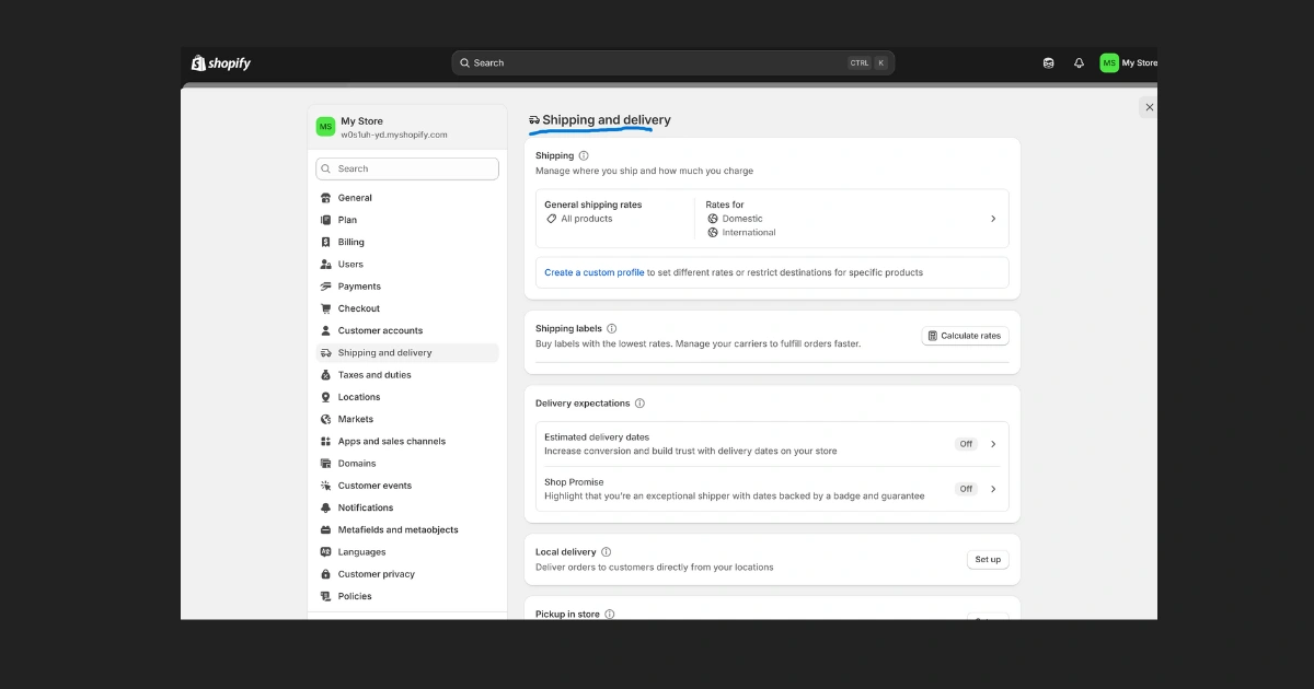 Set Up Your Shipping and Delivery Settings