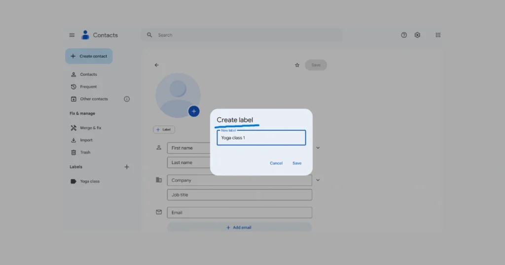 Label section in gmail